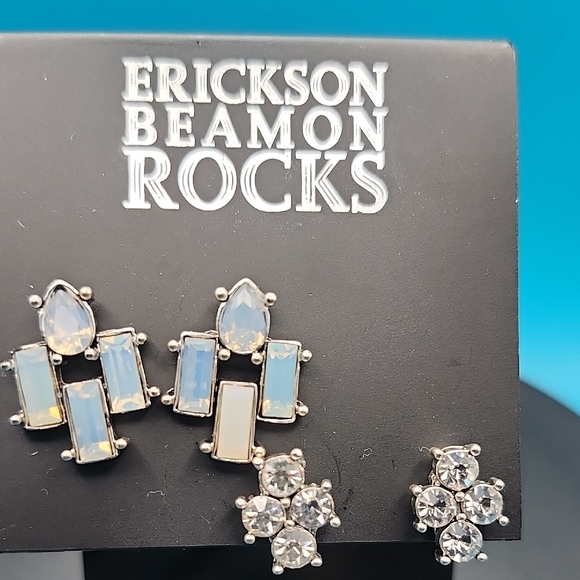 Erickson Beamon Silver Earrings Dangle and Stud - Picture 2 of 7